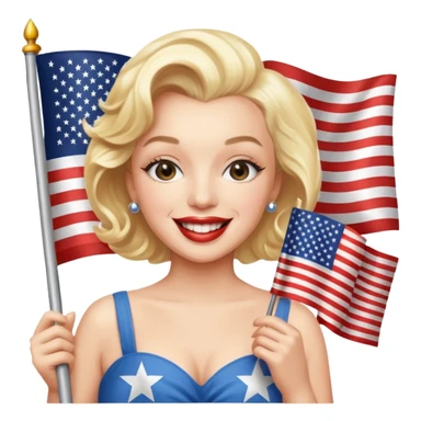Marilyn Monroe, with american flag sticker