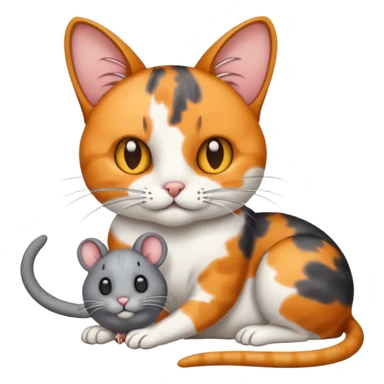 A cat holding a dead mouse sticker