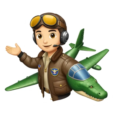 Crocodile pilot flying a bomber plane sticker