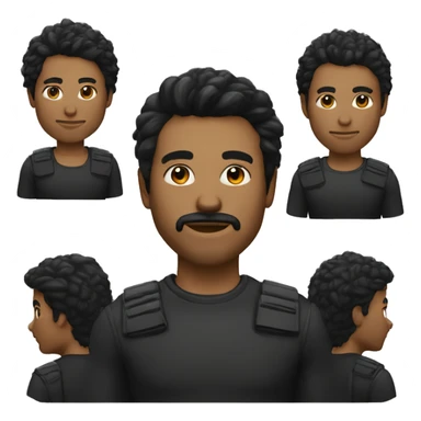 persona adolecente, de piel morena clara, con corte de pelo corto mullet y buzo negro  sticker