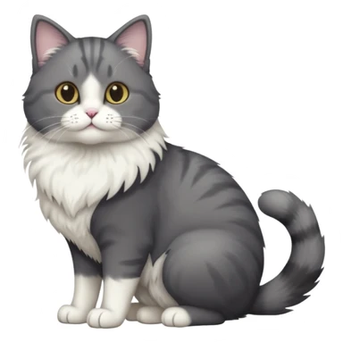 full body half dark grey and half white cat with white front legs sticker