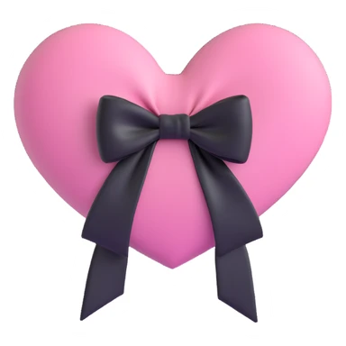 pink heart with a black bow knot sticker