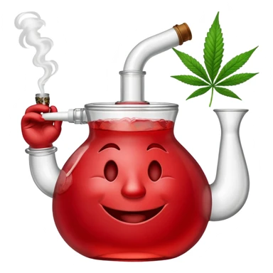 Kool-Aid Man smoking a bong with a cannabis leaf sticker