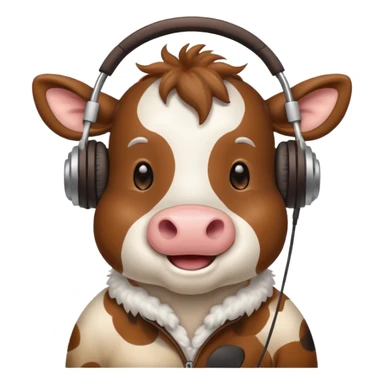 cute cow with headphones sticker