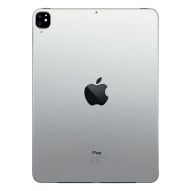 iPad Pro 11-inch back view minimal background with visible Apple logo sticker