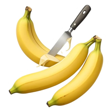 A banana being chopped in slices sticker