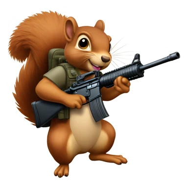 Squirrel riding turkey holding two m16s while smoking a cigar sticker