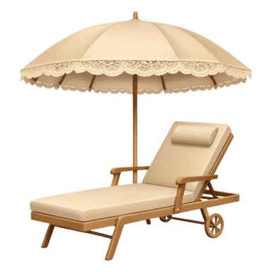 summer beige chaise lounge with beautiful beige lace umbrella sticker