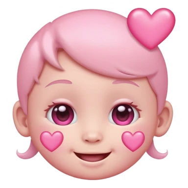 a baby pastel pink love face emoji with pink hearts in the eyes and a glowing baby pink gradient behind it  sticker