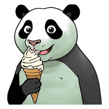 Panda eating ice cream sticker