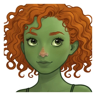 A curly ginger head girl not so pretty,with freckles and long lashes  sticker