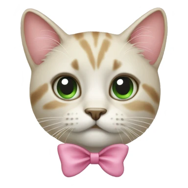 Great cat with pink bow and green eyes sticker