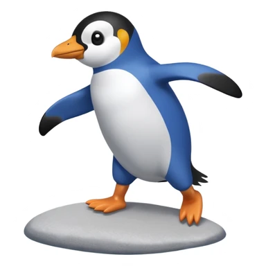 Penguin with a swimsuit on jumping off pebbles into the sea sticker