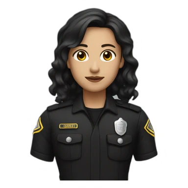 brunette dark security guard with black clothe sticker