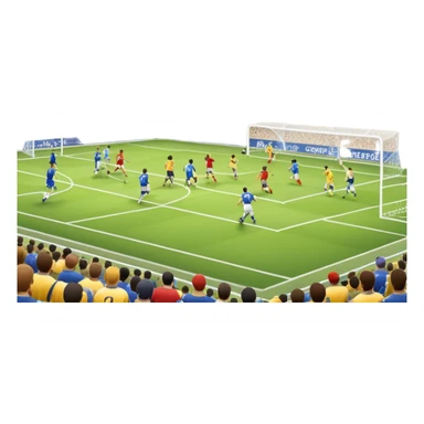 An icon showing close-up players in action, inspired by EA Sports FC 25. The design features players on the field, with the stadium lights shining brightly and a lively crowd in the stands. Transparent background highlights the energy and excitement of the match. sticker