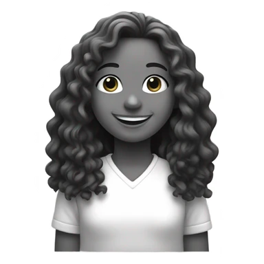 smiling girl in monochrome with long curly hai sticker
