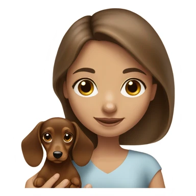 Brunette long hair light tan girl with  dachshund puppy sticker