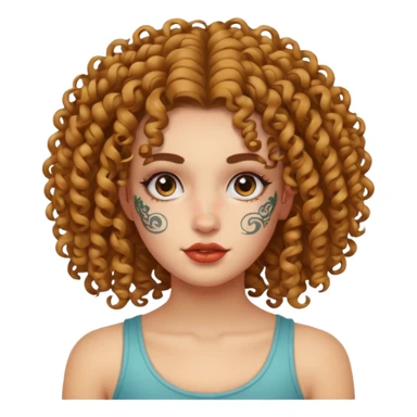 curley hair tattoo girl, full on face. sticker