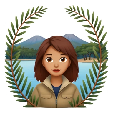 The word "Oldina" surrounded by trees and a lake and some native australian bottle brush branches  sticker