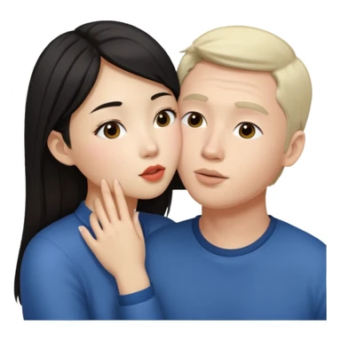 Asian girl kisses white guy sticker