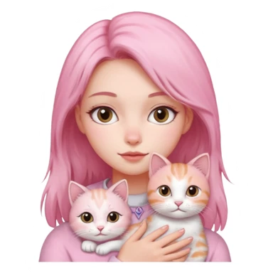 Девочка с кошкой в розовом sticker