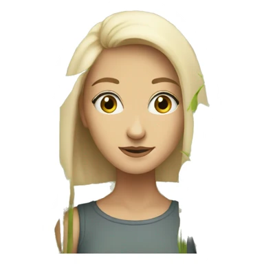 white woman looking out of tall weeds which are taller than she is sticker