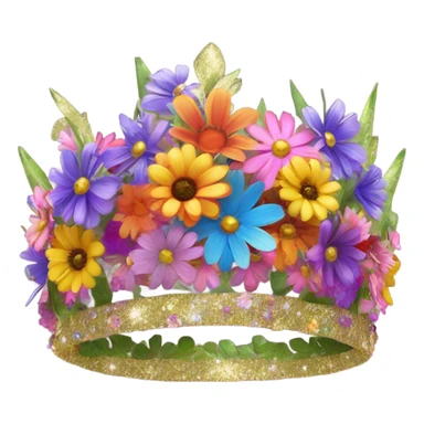 Colorful wildflower crown with glitter  sticker