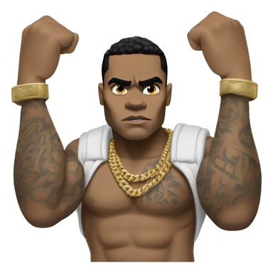kevin gates looking mean while flexing his bicep sticker