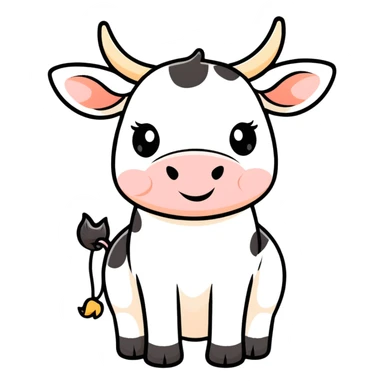 White cow with adorable expression, cute face that makes you say awww sticker