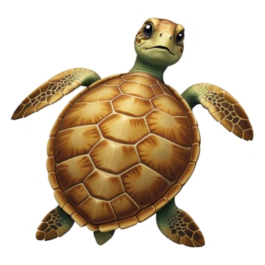 Cinematic Realistic Noble Sea Turtle Portrait Emoji, Poised and dignified, with a robust, time-worn shell intricately patterned in earthy tones and a weathered, wise face with deep, observant eyes, rendered with lifelike texture and natural, diffused light; high shine, intelligent and serene, styled with an air of oceanic majesty, focused and attentive, soft glowing outline, capturing the essence of a watchful and confident sea turtle that appears to glide out of the screen with timeless authority! sticker