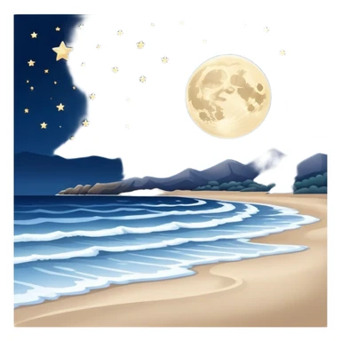 Stars and full moon over the beach sticker