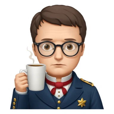 napoleon with glasses holding coffee cup sticker