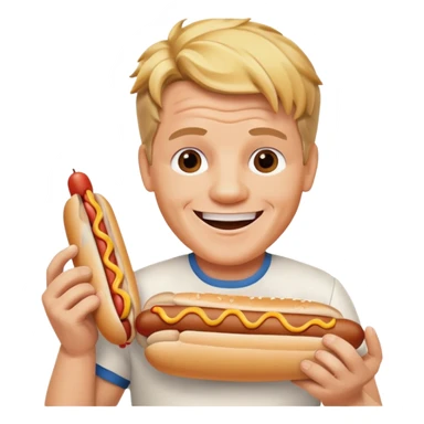 gordon ramsay hold a hotdog, happy smile sticker