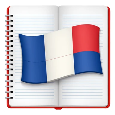 open notebook with French flag on the page sticker