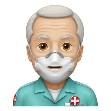 old man with simple ambulance mask  sticker