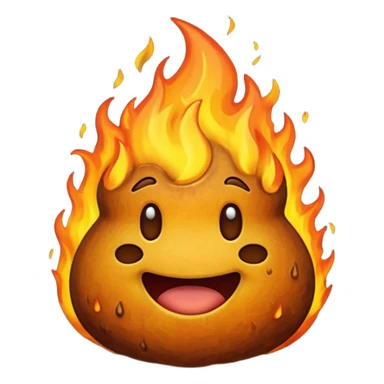 original poop emoji but on fire sticker