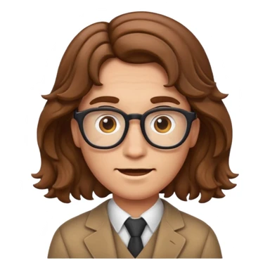 give the nerd emoji brown wavy hair in a center part sticker