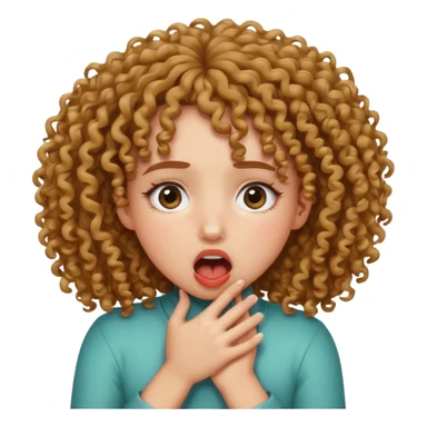 Mixed curly haired girl choking herself with her own hands  sticker