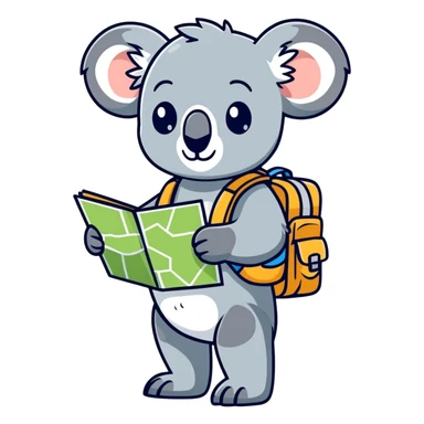 Koala travelling around the world sticker
