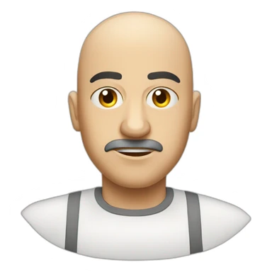 Bald angry canteen staff, arabic, mobcap, stress lines sticker