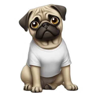 pug wearing a t-shirt sticker