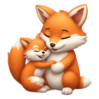 little fox hugs a bunny sticker