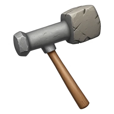 stone age hammer, primitive, rough stone head, wooden handle sticker