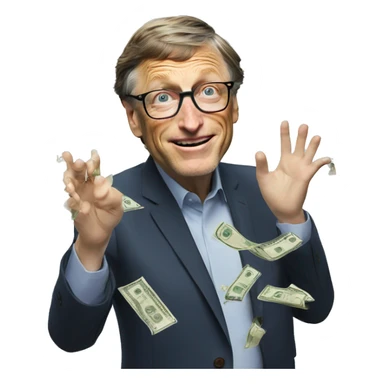 bill gates throwing money sticker