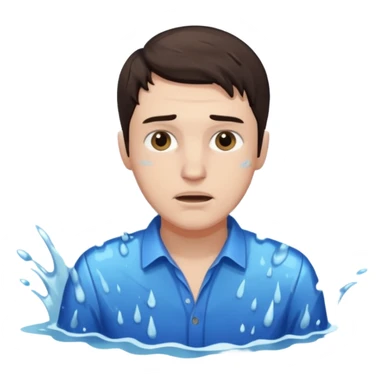 clothed brunette Man drowning with more water and splashes  sticker