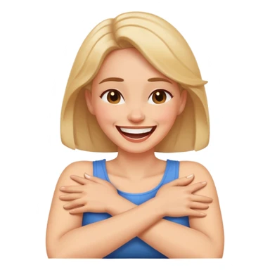 arms crossed around holding neck laughing woman  sticker