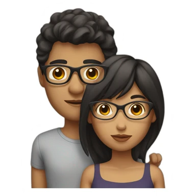 Mixed-race-couple-with-dark-hair-woman-with-glasses sticker