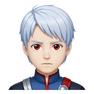 Shoto Todoroki from My Hero Academia with half red half white hair, heterochromia eyes one blue one gray, wearing his hero costume sticker