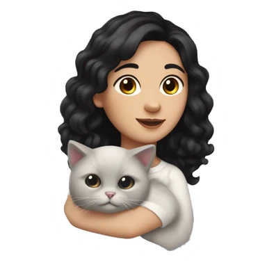 Pretty Romanian woman with loose black hair with fluffy soft cat ears and a fluffy soft tail sticker