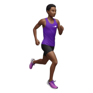 Runner in purple top with swan logo sticker